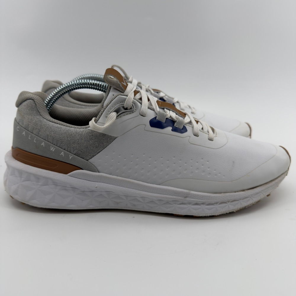 Callaway Coronado V2 SL Mens Golf Shoes White Grey Brown Spikeless 9.5 D